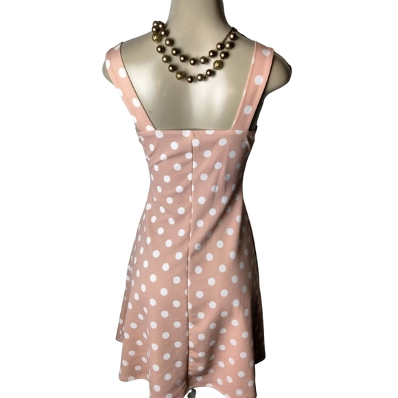 SUMMER A line v neck polka dot peach dress size s 💋 - Picture 3 of 8